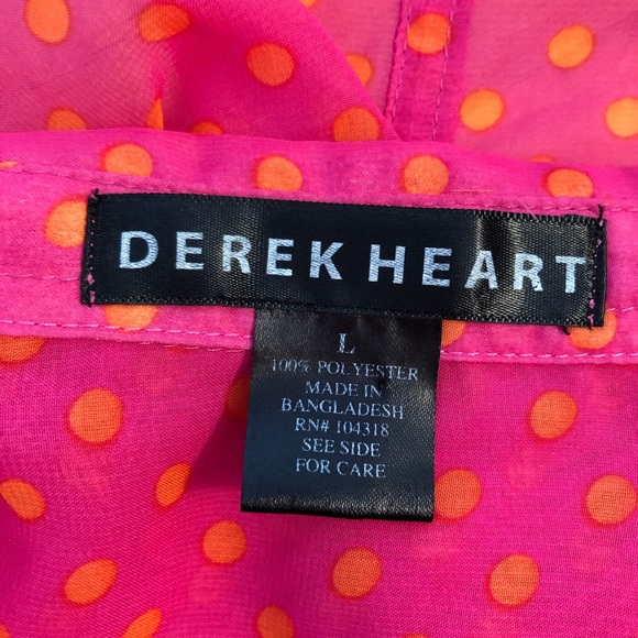 Derek Heart sheer tie front polkadot blouse L - Picture 2 of 5